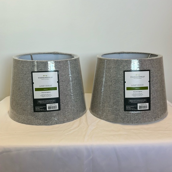 Threshold Other - Small Gray Threshold Herringbone Lampshades (2)